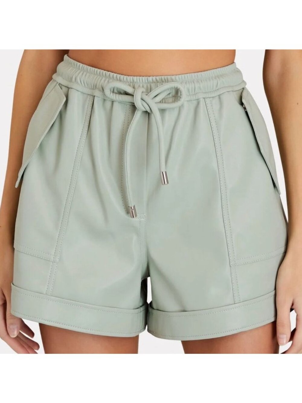 NWT Jonathan Simkhai Doah Vegan Leather Shorts-sz Medium